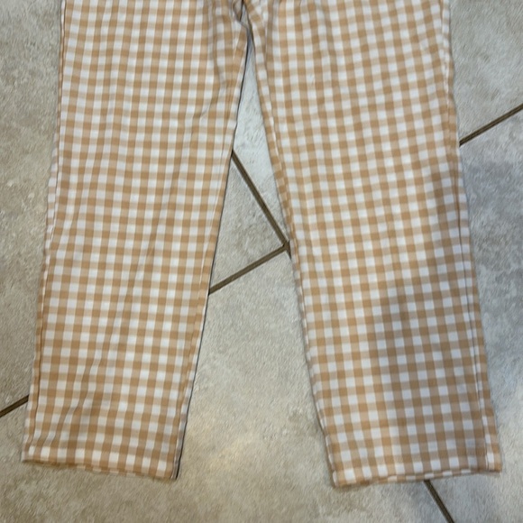 Rusty Tan Check Menswear Pleated Wide Leg Trousers Pants 1 - Picture 5 of 8